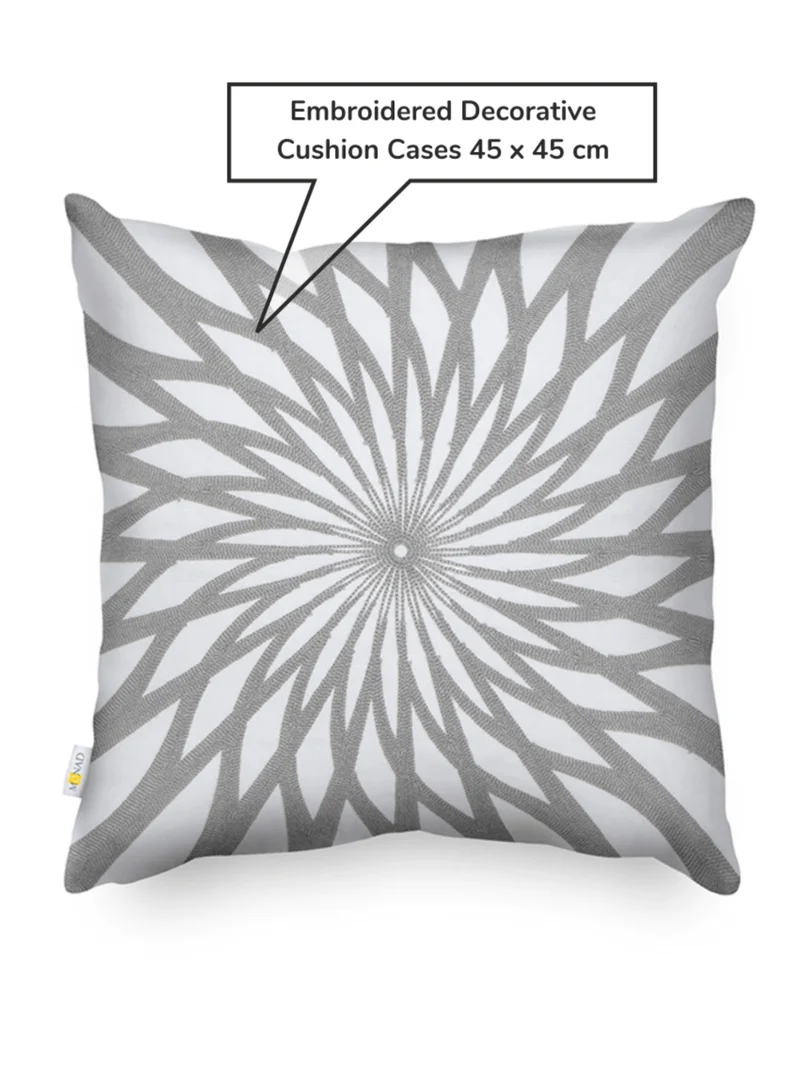 Donetella Decorative Embroidered Cushion Cover grey/white 45x45Cm(Without Filler)