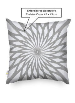 Donetella Decorative Embroidered Cushion Cover grey/white 45x45Cm(Without Filler)  - Image 2