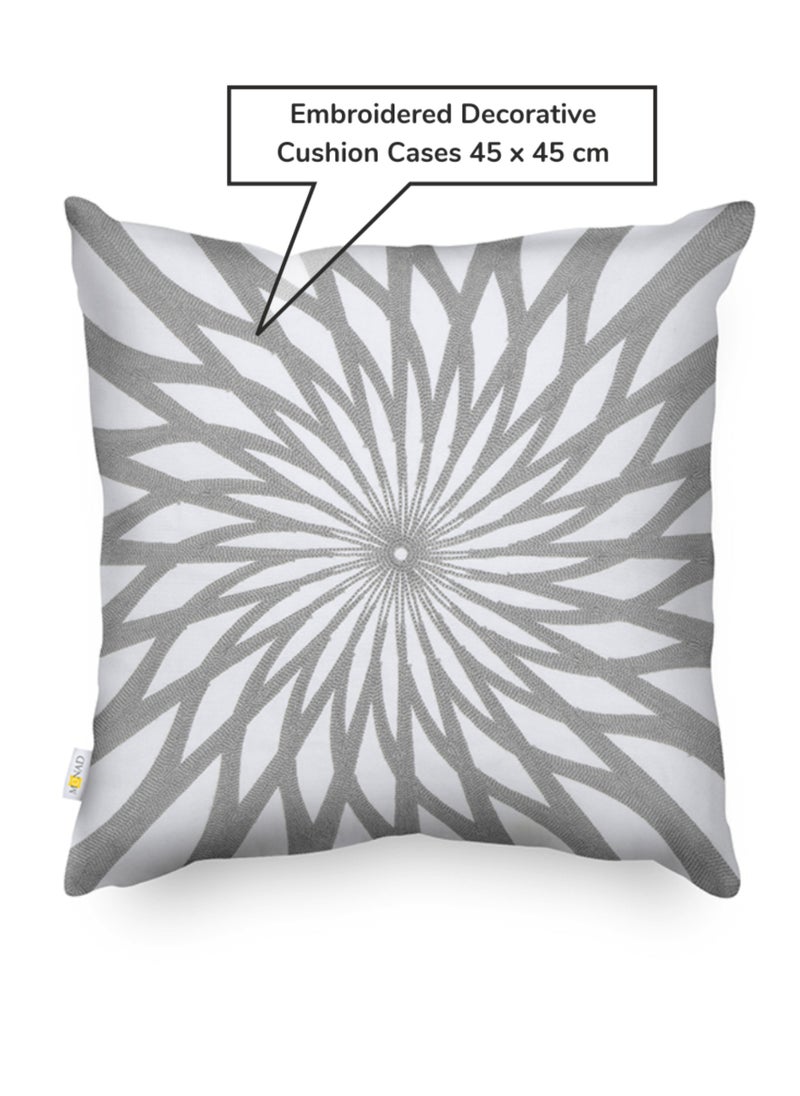 Donetella - Decorative Embroidered Cushion Cover grey/white 45x45Cm(Without Filler) - Image 1