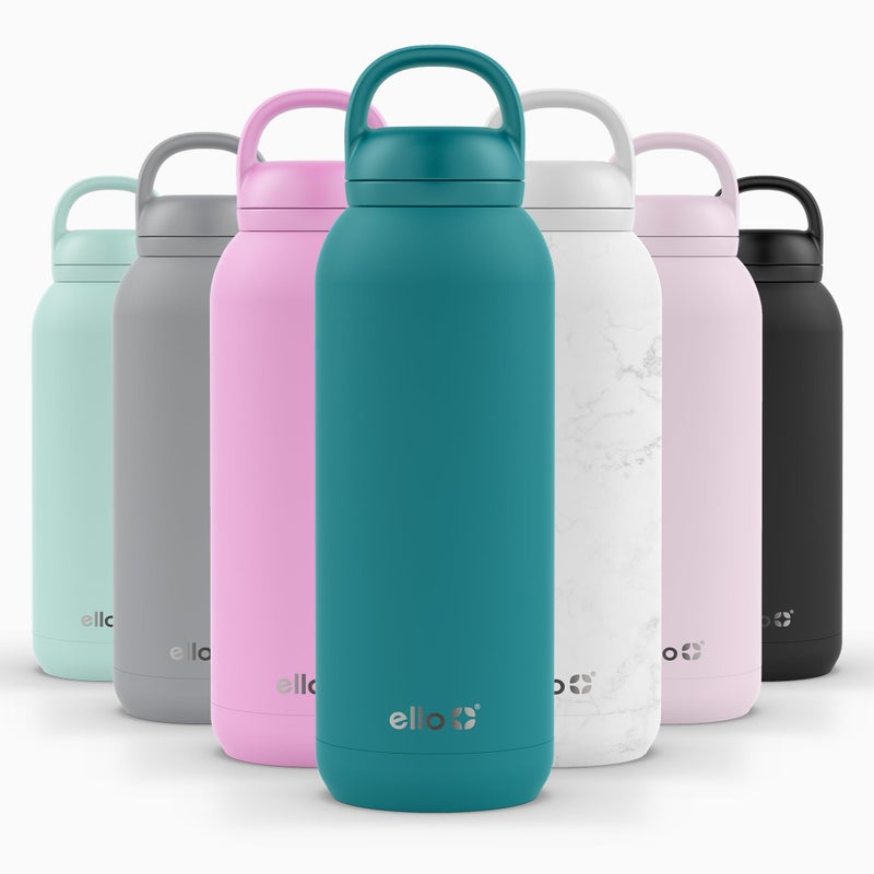 زجاجة ماء ستانلس ستيل إيلو كوبر 40 أونصة مع غطاء شوج مقاوم للتسرب مزدوج الجدران ومعزول بالفراغ مع حلقة حمل مدمجة آمنة للغسل في غسالة الصحون أنتيغوا