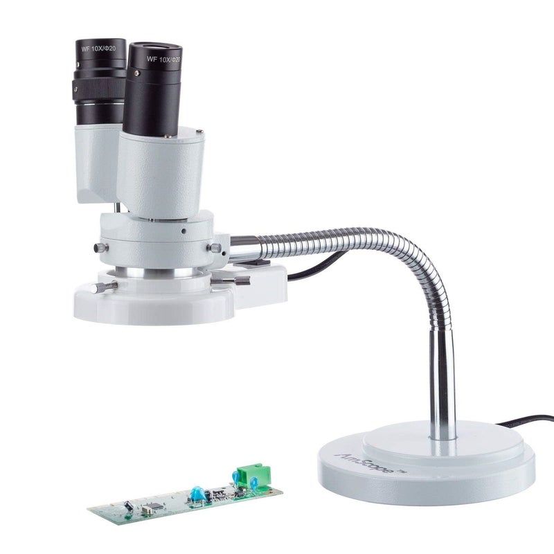 AmScope AmScope  8X Binocular Stereo Microscope w 360 Revolve  8W Fluorescent Ring Light  Gooseneck Illuminator Set for Dental Lab Electronic Repairs  SE508FRL  - Image 2