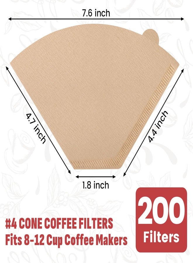 Phyyixs 200 Count #4 Cone Coffee Filters, Disposable Unbleached Natural Paper Filters for 8–12 Cup Drip & Pour Over Coffee Makers, Compatible with Ninja & Cuisinart Coffee Makers - Image 2