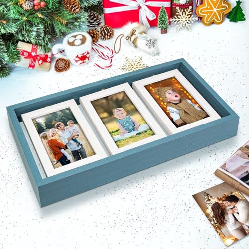 ZEEYUAN 4x6 Picture Frame Wooden Double Side Rotating 4x6 Photo Frame Rustic Collage Frame for 4X6in Pictures, Multiple Family Picture Frame for Desktop - Image 3