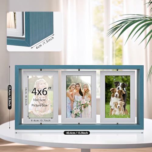 ZEEYUAN 4x6 Picture Frame Wooden Double Side Rotating 4x6 Photo Frame Rustic Collage Frame for 4X6in Pictures, Multiple Family Picture Frame for Desktop - Image 5