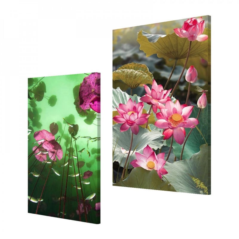 ماركتنا لوحة قماشية ثنائية بتصميم طبيعة بمقاس اجمالي 80×60 سم - Image 2