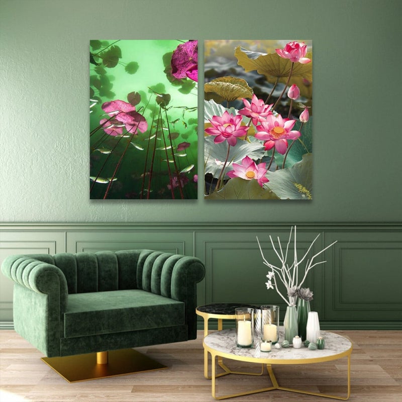 ماركتنا لوحة قماشية ثنائية بتصميم طبيعة بمقاس اجمالي 80×60 سم - Image 1