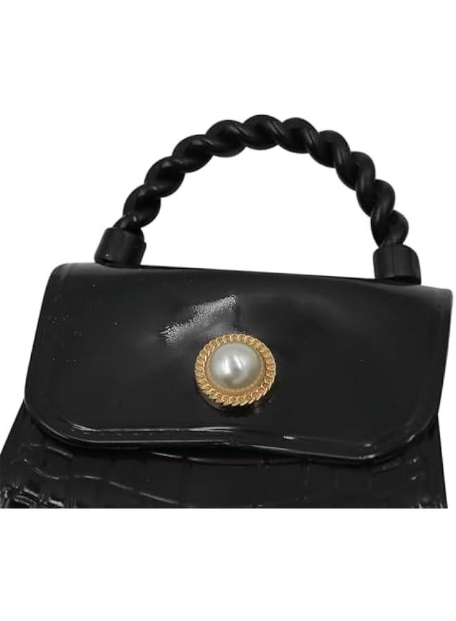 حقيبة جيل صغيرة للفتيات - حقيبة كتف ملونة كالحلوى بتصميم أميرات - حقائب يد للسيدات مع مقبض علوي، باللون الأسود