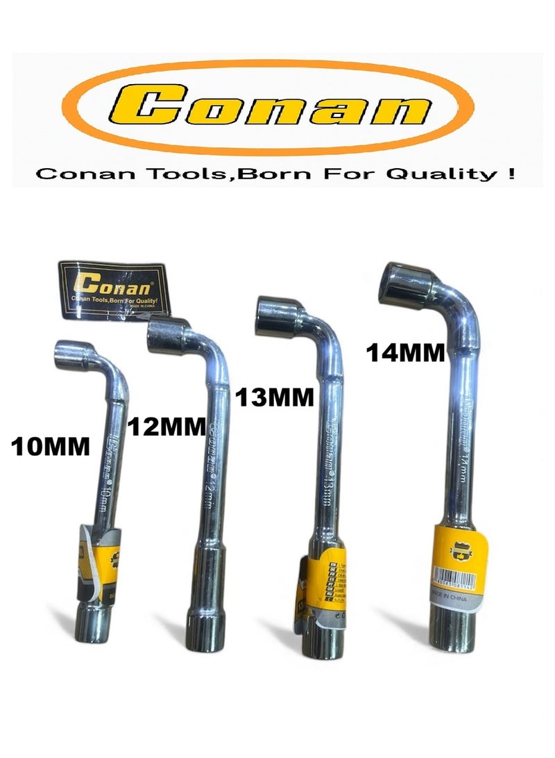 Conan 4-Piece Professional L-Type Socket Wrench Set – 10mm (Model 10005763) + 12mm (Model 10005764) + 13mm (Model 10005765) + 14mm (Model 10005766) – Hardened Carbon Steel for Heavy-Duty Industrial & Home Use - Image 1
