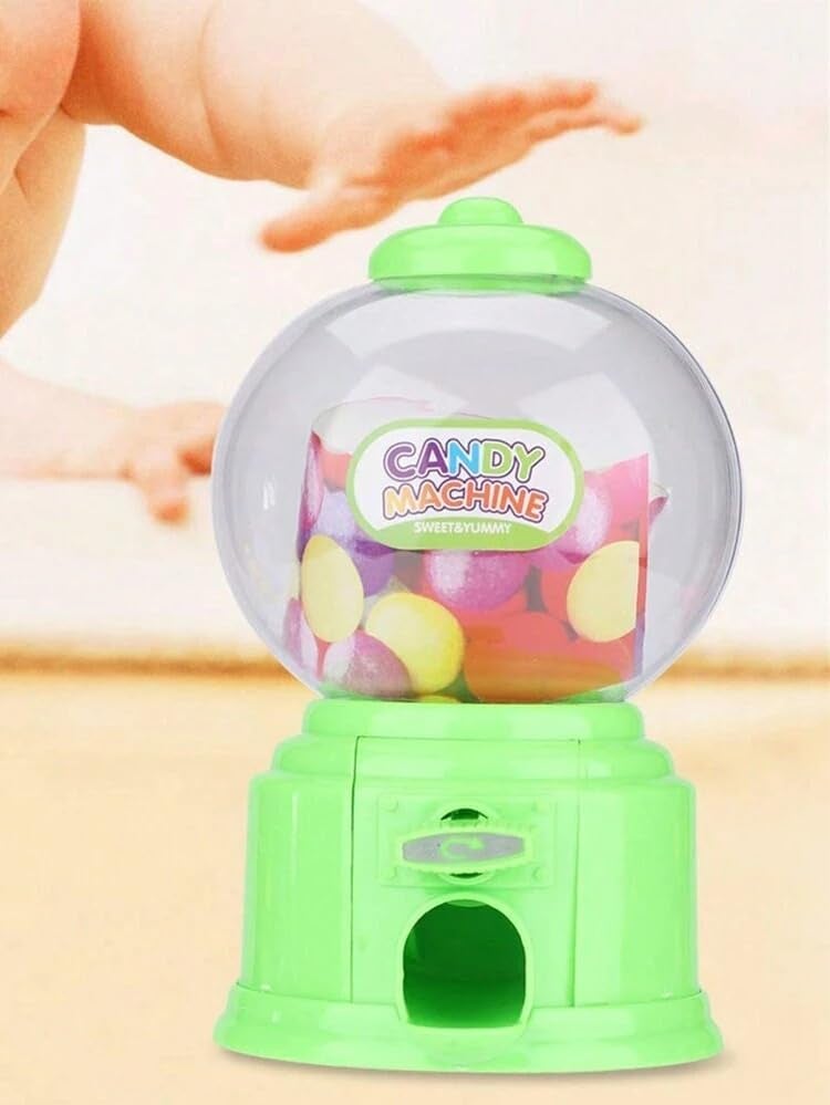 Nidy Nidy® 1Pc Mini Candy Gumball Jelly Beans Sugar Vending Machine Snack Dispenser Cute Sweets Mini Candy Machine Bubble Gumball Dispenser Coin Bank (Candy Gumball Not Included) (Green) - Image 1