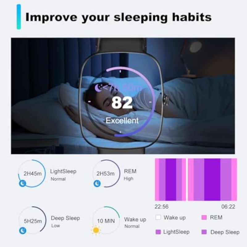 Smartwatch for daily fitness and health monitoring, silicone strap, pink, 1.83-inch display with Bluetooth calling, 15-day battery, IP68 waterproof, 123+ sports modes, SpO2/HR/sleep tracking, prayer alerts - Image 4
