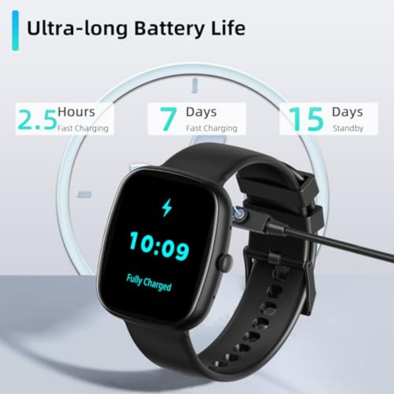 Smartwatch for daily fitness and health monitoring, silicone strap, pink, 1.83-inch display with Bluetooth calling, 15-day battery, IP68 waterproof, 123+ sports modes, SpO2/HR/sleep tracking, prayer alerts - Image 5