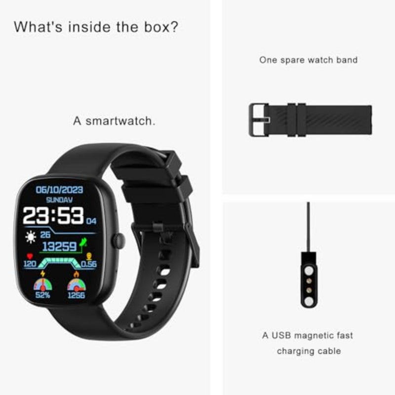 Smartwatch for daily fitness and health monitoring, silicone strap, pink, 1.83-inch display with Bluetooth calling, 15-day battery, IP68 waterproof, 123+ sports modes, SpO2/HR/sleep tracking, prayer alerts - Image 2