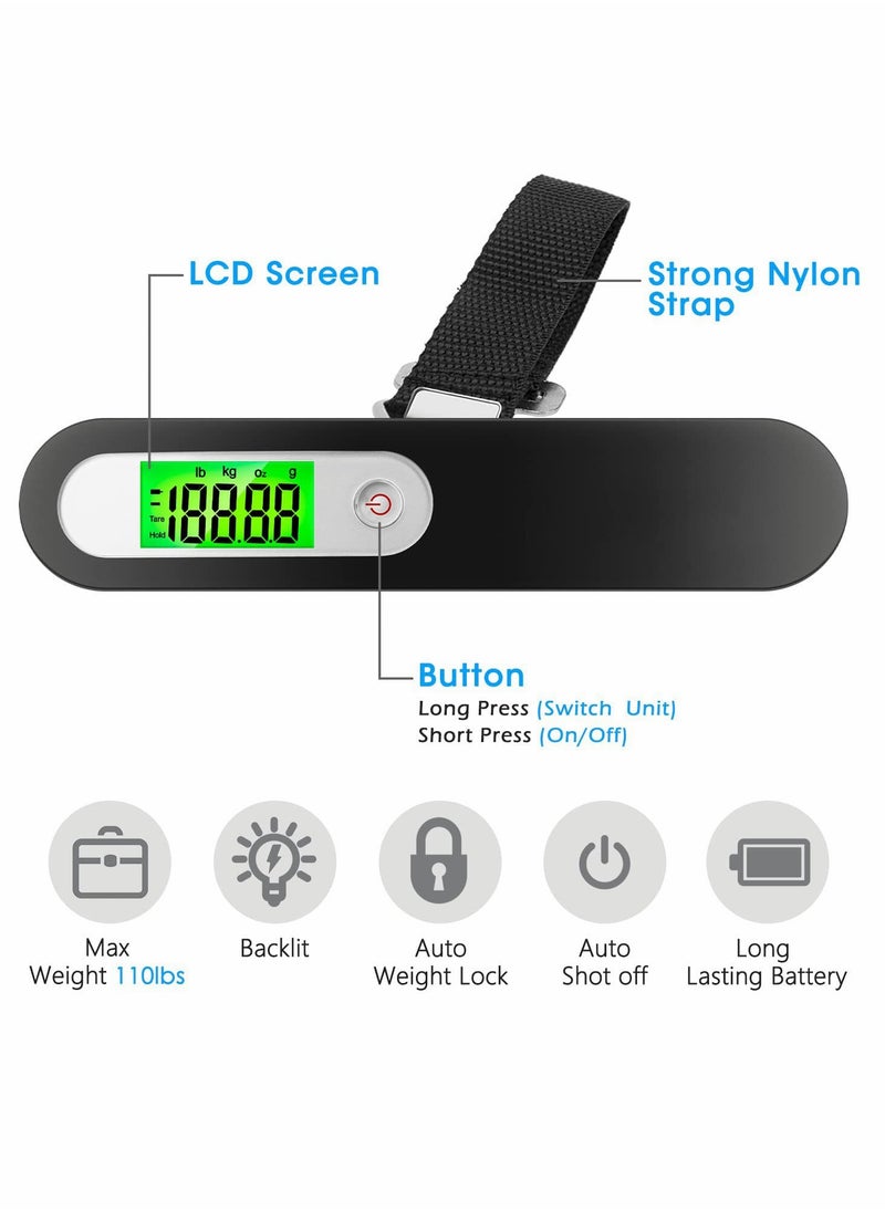 SYOSI - Digital Luggage Scale, Handheld Weight Scale 50KG, LCD Display Backlight Luggage Scale Portable Hook Electronic Scale Suitable for Travelers - Image 1