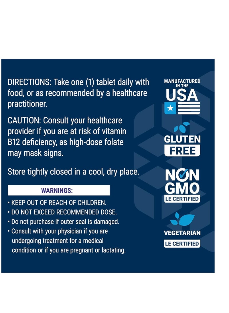 Life Extension Optimized Folate L-methylfolate Heart & Brain Support, Healthy Homocysteine Levels 1700 mcg DFE, 100 Vegetarian Tablets - Image 4
