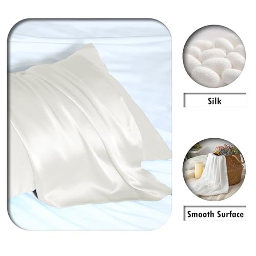 Suatien Silk Pillow Cases 2 PackSoft Breathable and Sliky Queen Size Pillow Cases Set of 2Natural Mulberry Silk Pillowcase Set of 2 for Hair and Skin with Hidden Zipper Ivory20X 302pcs - Image 3