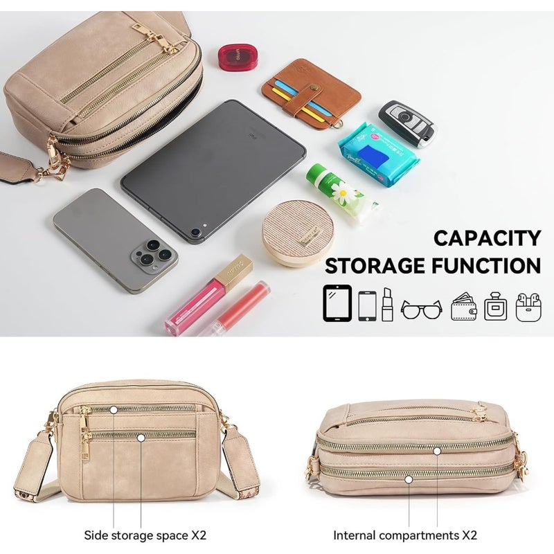 Small crossbody bags for women, vegan leather shoulder purses with adjustable strap, gray, lightweight and spacious for daily travel or casual outfits - Image 5