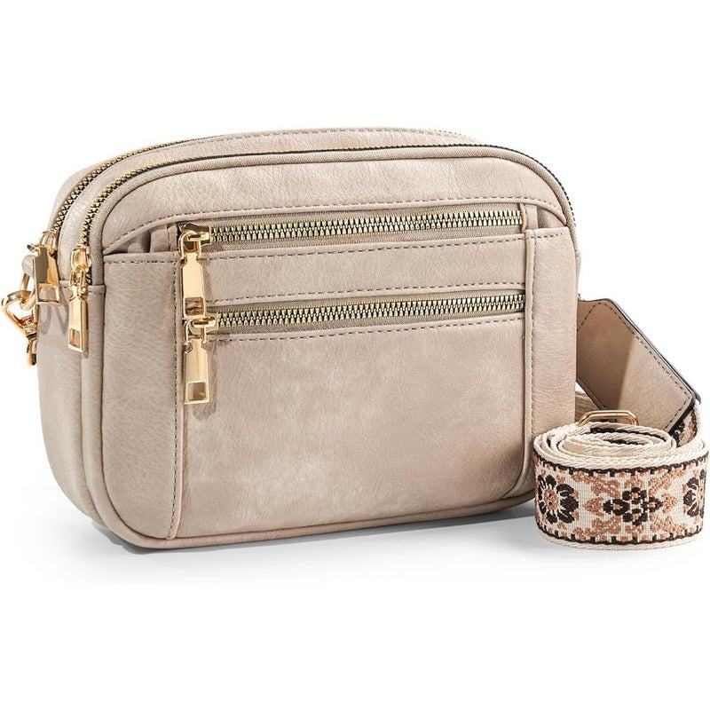Small crossbody bags for women, vegan leather shoulder purses with adjustable strap, gray, lightweight and spacious for daily travel or casual outfits - Image 1
