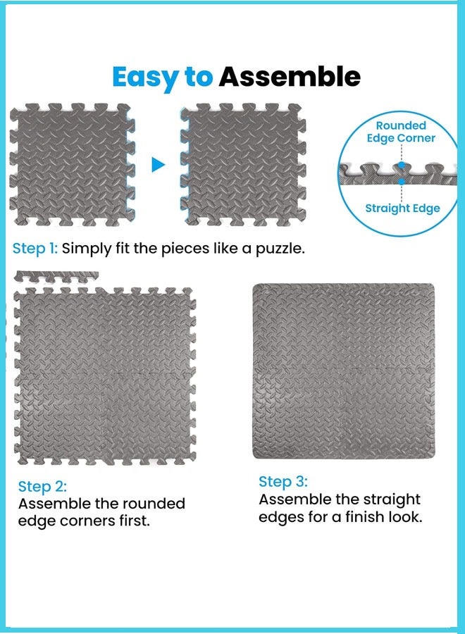 Berma Baby 12 Pack Puzzle Exercise Floor Mat EVA Foam Mats with Interlocking Floor Tiles 12'' x 12'' Foam Gym Mat, Protective Flooring Mats Interlocking for Home and Gym Equipment - Image 5