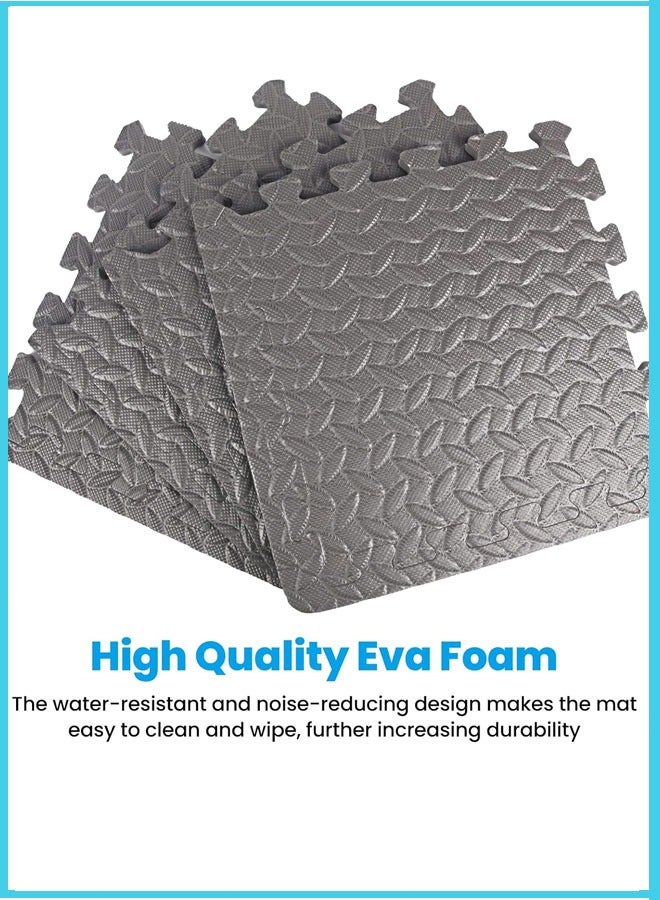 Berma Baby 12 Pack Puzzle Exercise Floor Mat EVA Foam Mats with Interlocking Floor Tiles 12'' x 12'' Foam Gym Mat, Protective Flooring Mats Interlocking for Home and Gym Equipment - Image 3
