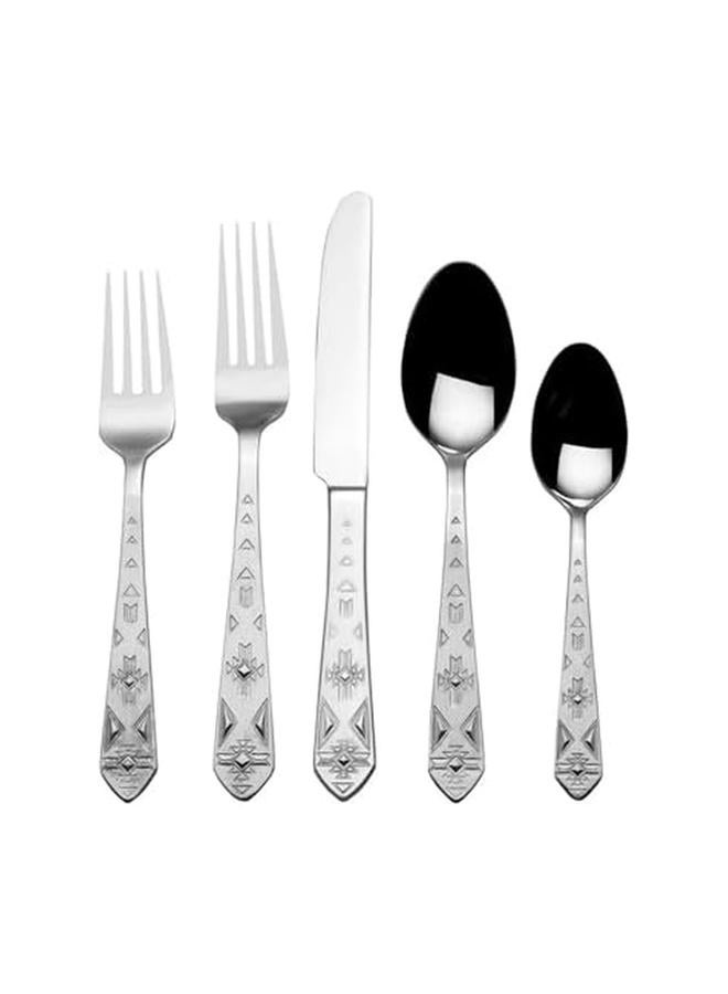 Towle Everyday Pueblo Flatware Service for 8, 42 Piece Set, 18/0 Stainless Steel, Silverware Set - Image 1