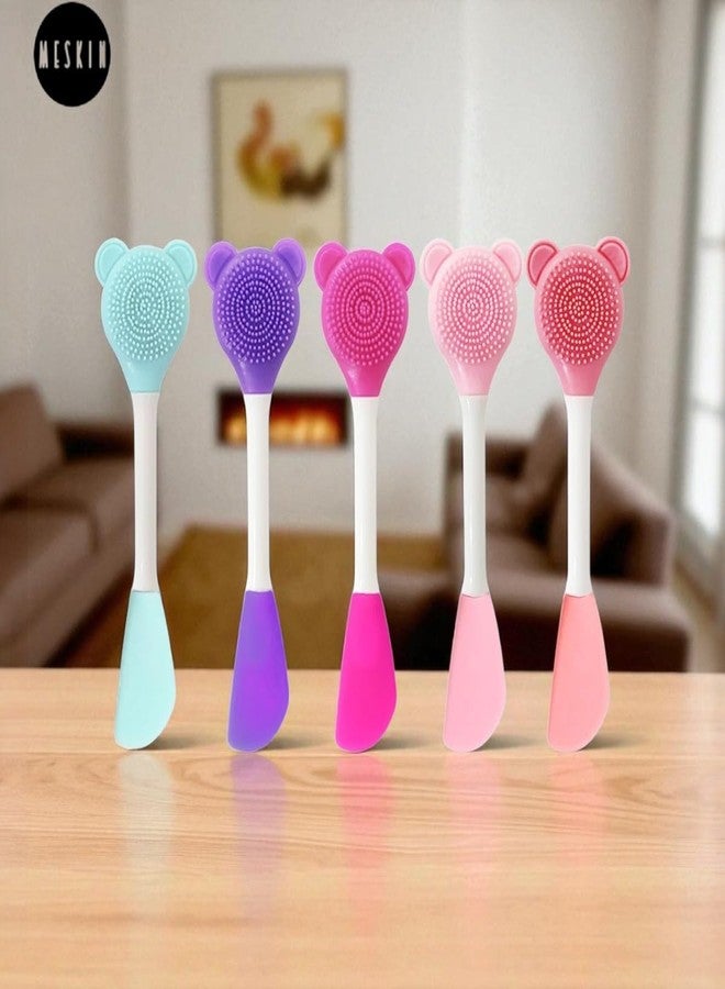 MESKIN Dual-Sided Silicone Face Scrubber & Mask Applicator - Gentle Manual Cleanser for Smooth and Radiant Skin - Must-Have Facial Care Tool (Multicolor, Pack of 1) - Image 4