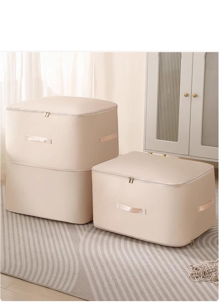 Golden 3 Pcs Ultra Space Saving Self Compression Organizer,Compression Bags,Duvet Storage Bags with Zips,Heavy Duty Moving Bags,Self Compression Organiser for Clothes Blanket Comforters (Beige, M(54 * 42 * 30cm）) - Image 1