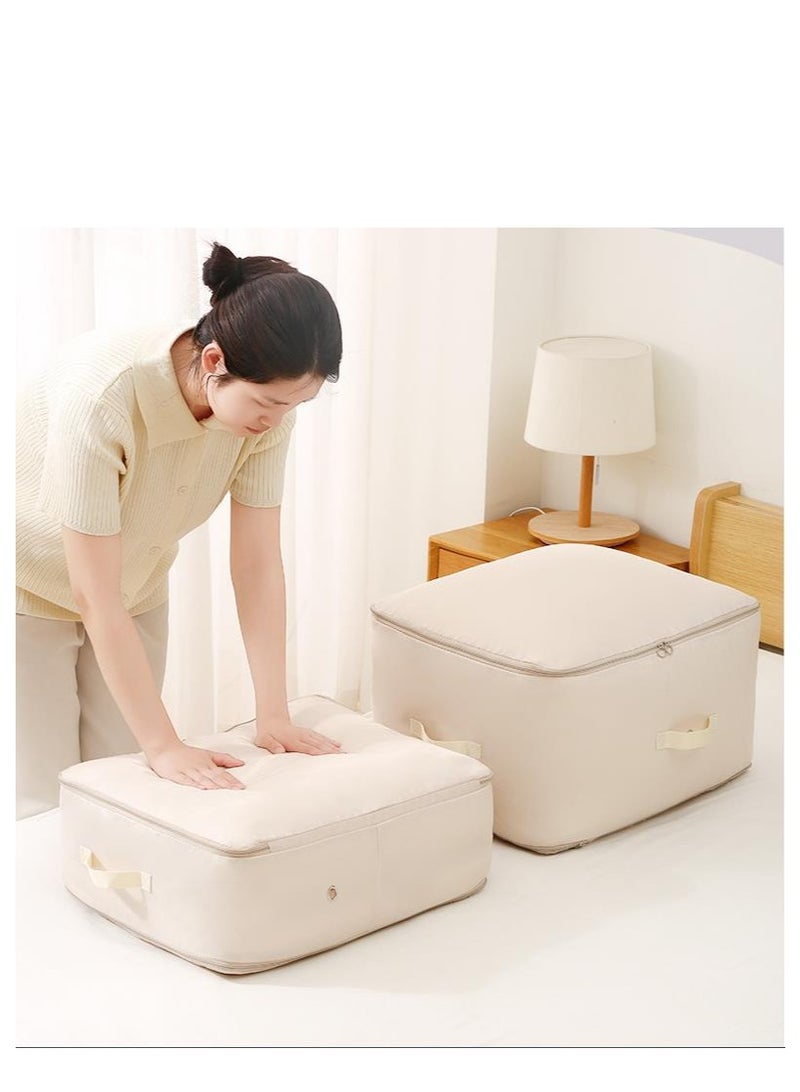 Golden 3 Pcs Ultra Space Saving Self Compression Organizer,Compression Bags,Duvet Storage Bags with Zips,Heavy Duty Moving Bags,Self Compression Organiser for Clothes Blanket Comforters (Beige, M(54 * 42 * 30cm）) - Image 3