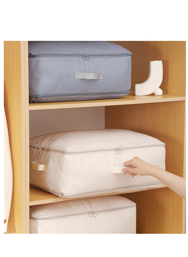 Golden 3 Pcs Ultra Space Saving Self Compression Organizer,Compression Bags,Duvet Storage Bags with Zips,Heavy Duty Moving Bags,Self Compression Organiser for Clothes Blanket Comforters (Beige, M(54 * 42 * 30cm）) - Image 4