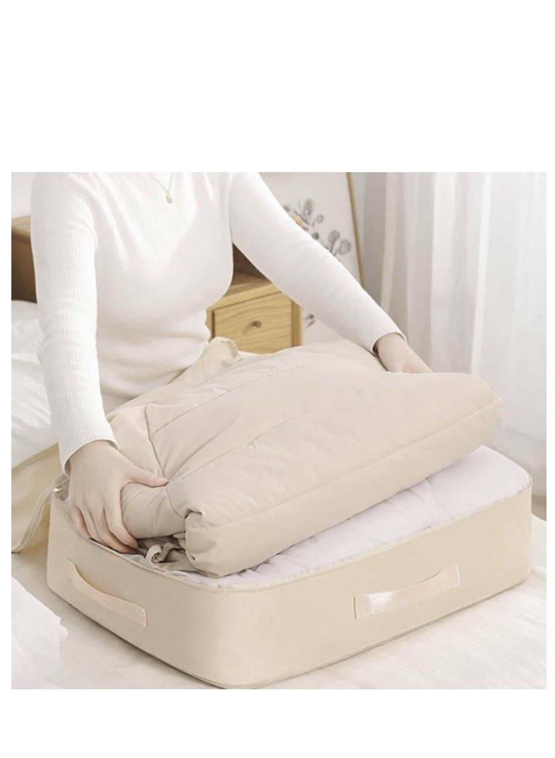 Golden 3 Pcs Ultra Space Saving Self Compression Organizer,Compression Bags,Duvet Storage Bags with Zips,Heavy Duty Moving Bags,Self Compression Organiser for Clothes Blanket Comforters (Beige, M(54 * 42 * 30cm）) - Image 5