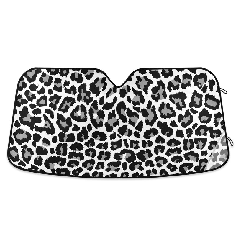 WELLDAY Car Windshield Sunshade Black and White Leopard Trucks Auto Blocks Sun Visor Keep Your Vehicle Cool UV and Heat Reflector