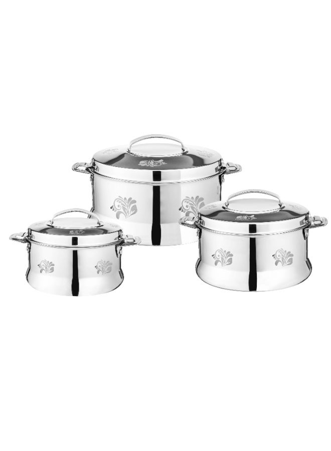 Esteelo Luxury Stainless Steel Food Container Set ✨ 3 Pieces (1L – 2L – 3L) | Elegant Laser Engraving 🥘 - Image 1
