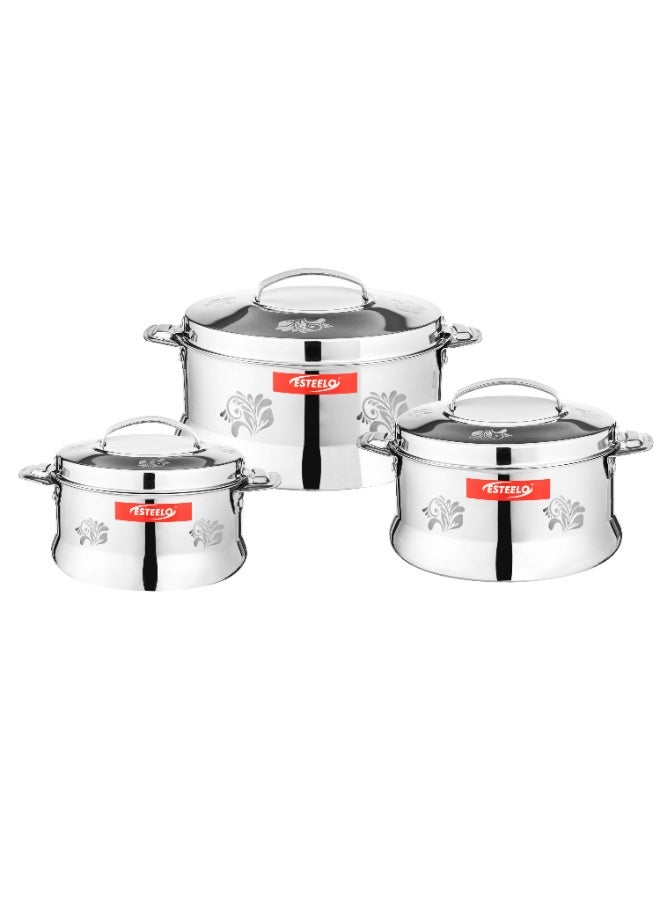 Esteelo Luxury Stainless Steel Food Container Set ✨ 3 Pieces (1L – 2L – 3L) | Elegant Laser Engraving 🥘 - Image 2