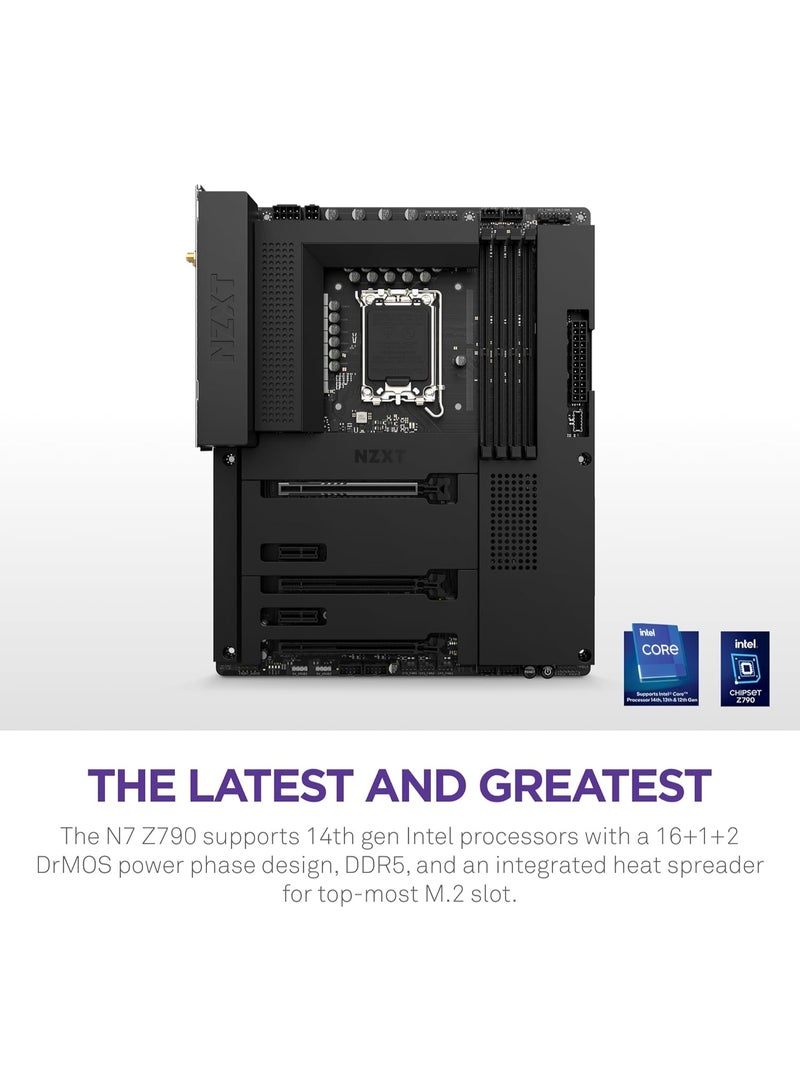 NZXT N7 Z790 LGA 1700 ATX Motherboard, Intel Z790 Chipset, Dual-Channel 4x DDR5 DIMM, 128GB Max Memory, PCIe 5.0 16, Wi-Fi 6E, BT V5.2, HDMIx1, 1x M.2, USB 2.0, USB 3.2 Type-C, Black | N7-Z79XT-B1 - Image 2