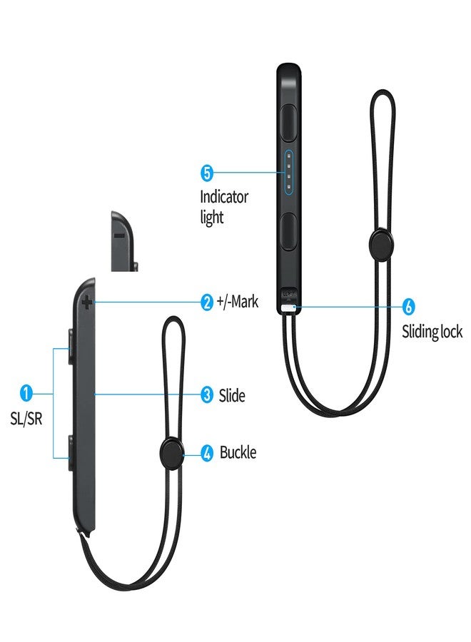 MOSAHOLL Wrist Strap for Switch Joycon - 2 Pack Lanyard Replacement Parts Accessories for Joy Con Joy-Con Controller, Black, S - Image 5