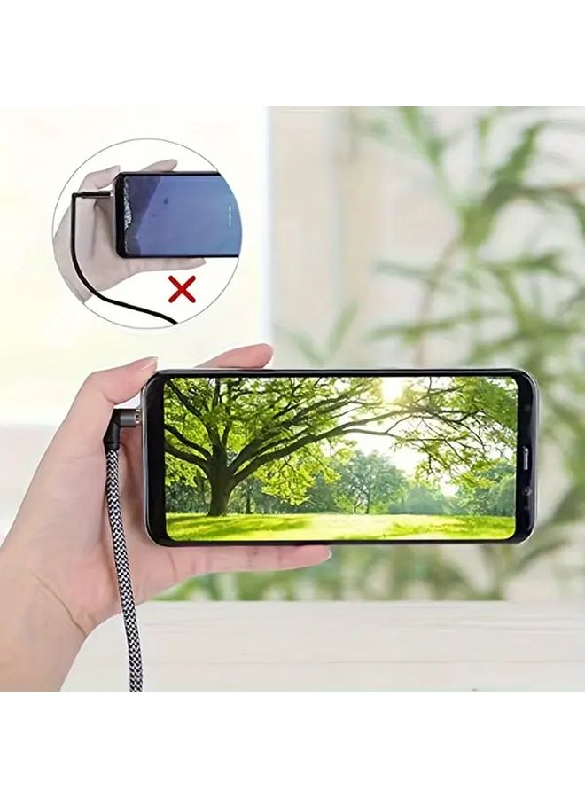 Grey 590.55inch 3.5mm Male to Female Audio Cable Nylon Braided Stereo Aux Extension Cord Right Angle Connector - Image 5