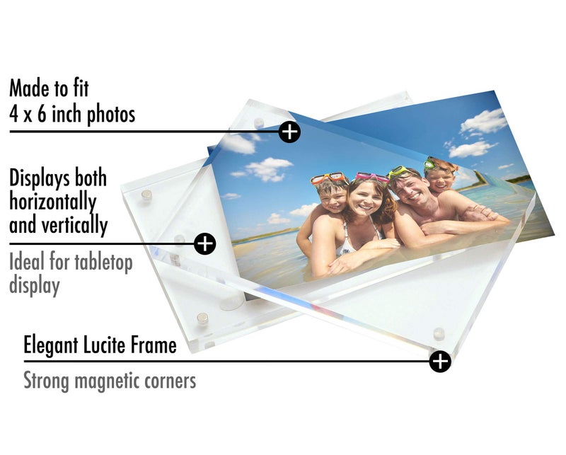 Americanflat 4x6 Acrylic Picture Frame - Double Sided Frames with Magnetic Corners - Transparent Acrylic Frames for Desk or Tabletop Display - 4x6 Picture Frame with Microfiber Cloth Included - Image 3