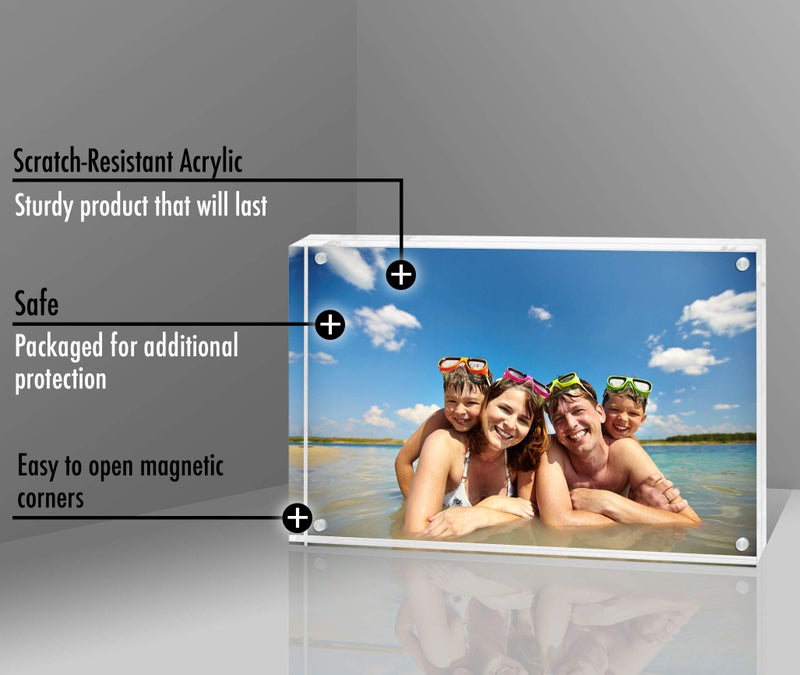 Americanflat 4x6 Acrylic Picture Frame - Double Sided Frames with Magnetic Corners - Transparent Acrylic Frames for Desk or Tabletop Display - 4x6 Picture Frame with Microfiber Cloth Included - Image 4