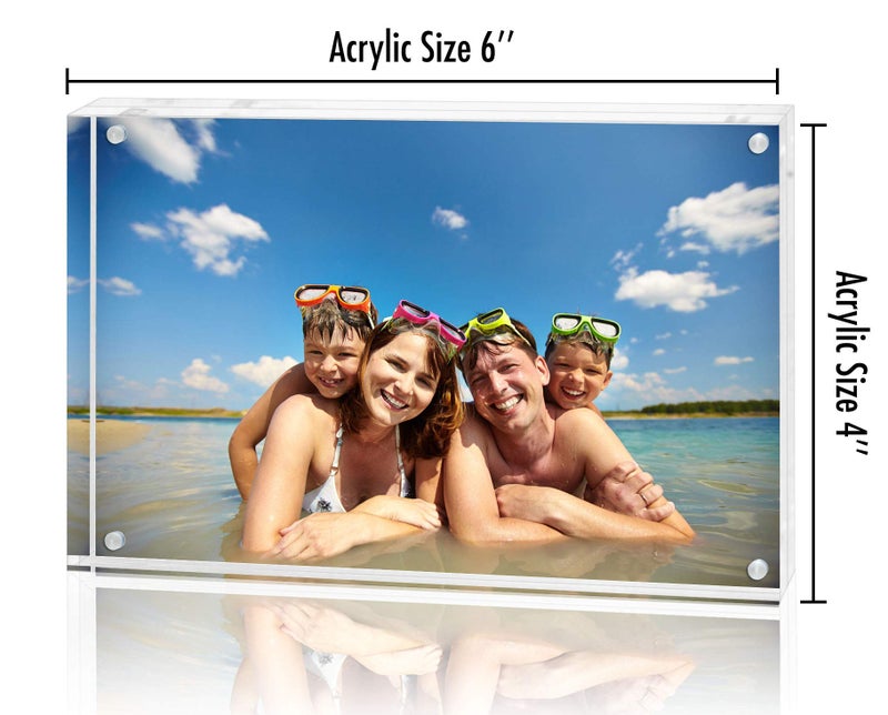 Americanflat 4x6 Acrylic Picture Frame - Double Sided Frames with Magnetic Corners - Transparent Acrylic Frames for Desk or Tabletop Display - 4x6 Picture Frame with Microfiber Cloth Included - Image 2