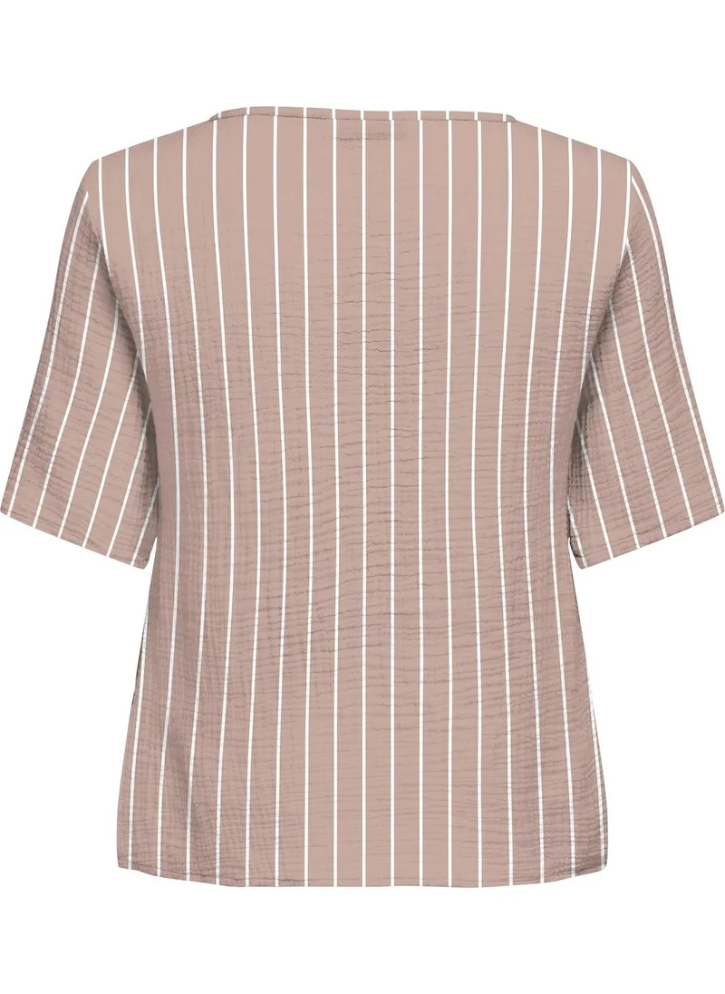 اونلي Women's V-Neck Striped Blouse 15294365
