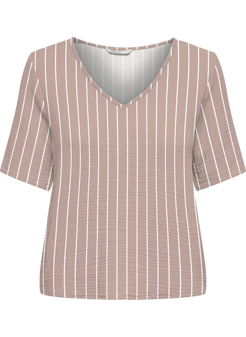 اونلي Women's V-Neck Striped Blouse 15294365