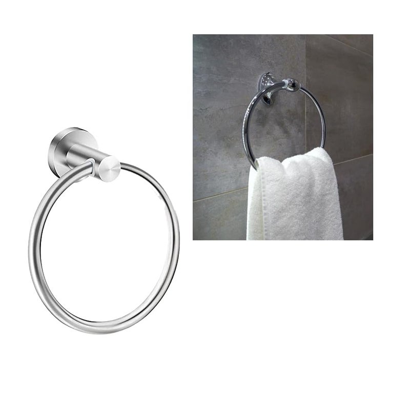 SELLZY Superior 6inch Stainless Steel Napkin Round Ring Towel Hanger Napkin Holder Wall Mounted for Kitchen Wash Area Bathroom Accessories | Chrome Finish (1 Piece) - Image 1