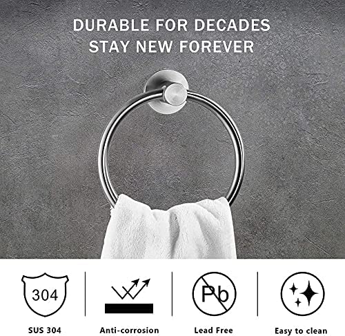 SELLZY Superior 6inch Stainless Steel Napkin Round Ring Towel Hanger Napkin Holder Wall Mounted for Kitchen Wash Area Bathroom Accessories | Chrome Finish (1 Piece) - Image 2