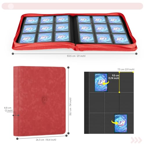 Deoyibu 9 Pocket Card Binder,360 Pockets Trading Card Binder,Double Sided Pocket Collection Binder,Card Folder for MTG,TCG,Game Cards,Sport Cards,Red - Image 3
