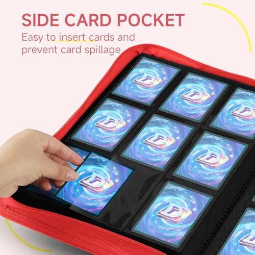 Deoyibu 9 Pocket Card Binder,360 Pockets Trading Card Binder,Double Sided Pocket Collection Binder,Card Folder for MTG,TCG,Game Cards,Sport Cards,Red - Image 5