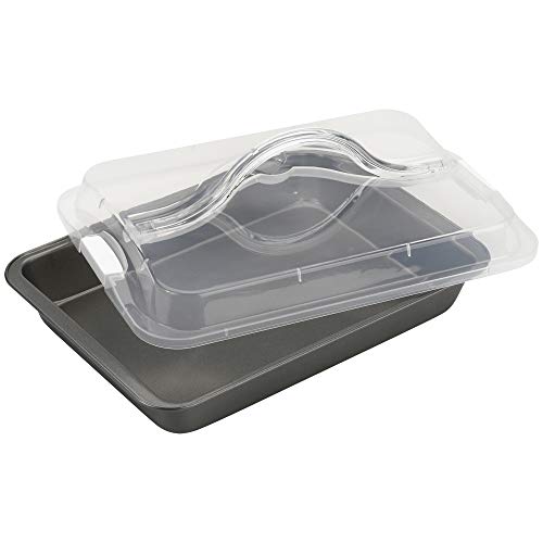 GoodCook Everyday Nonstick Steel Bake-N-Take Oblong Pan, 9" x 13" with Lid, Gray - Image 1