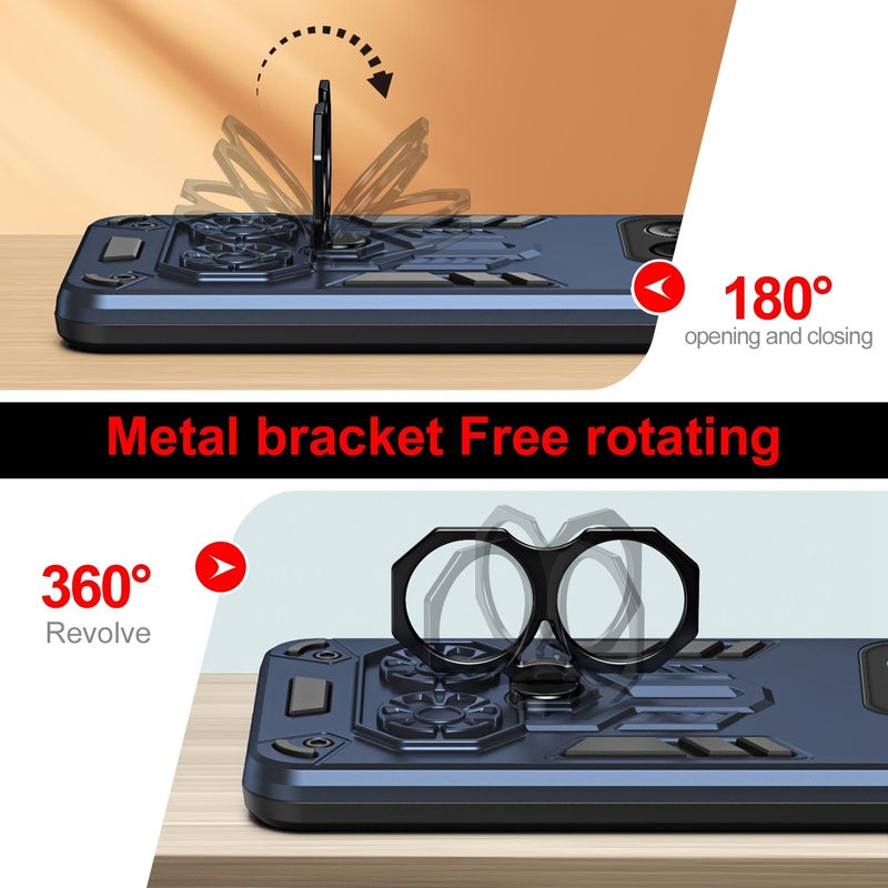 إيروريكس جراب هاتف موتورولا إيدج 60 فيوجن / 60 5G بحلقة مزدوجة من البولي يوريثين الحراري الهجين (أزرق محيطي) - Image 5