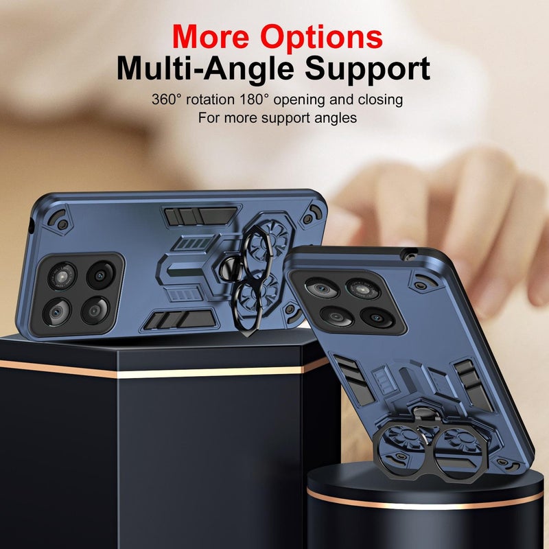 إيروريكس جراب هاتف موتورولا إيدج 60 فيوجن / 60 5G بحلقة مزدوجة من البولي يوريثين الحراري الهجين (أزرق محيطي) - Image 4