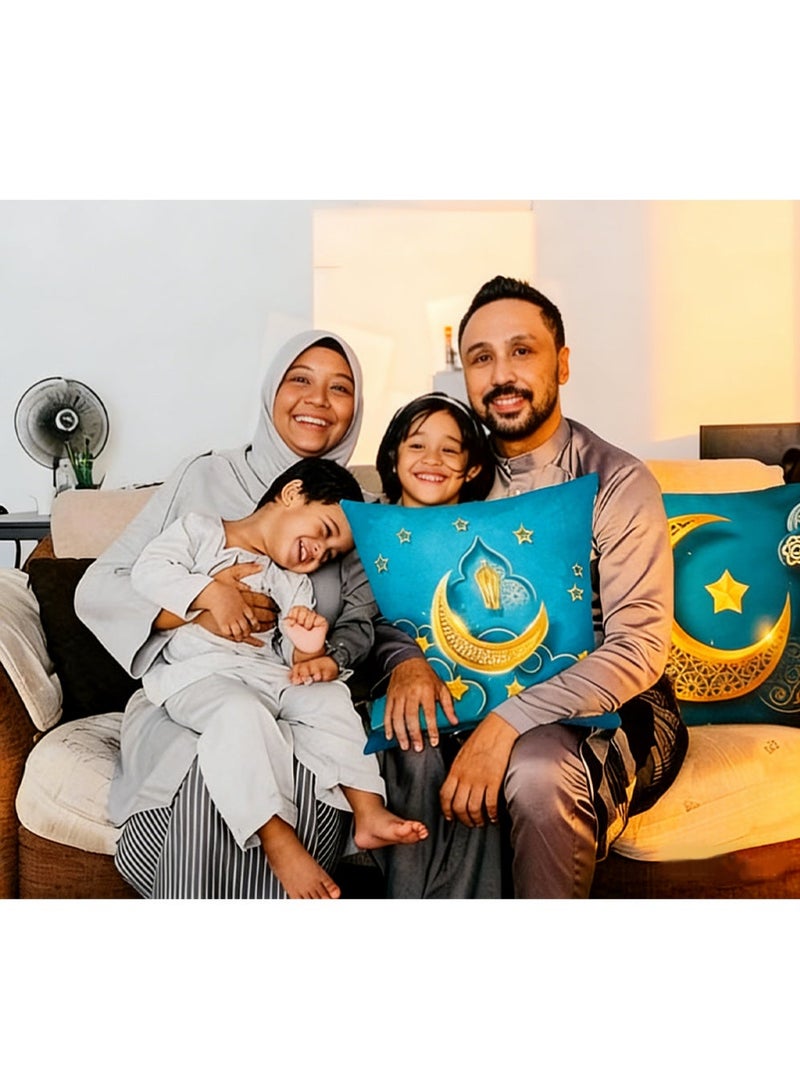 RedMapleTEK Ramadan Decoration, Muslim Throw Pillow Covers Set of 4, Star Moon Decorative Pillow Cases Sofa Couch Decoration Cushion Covers 18x18 - Image 3