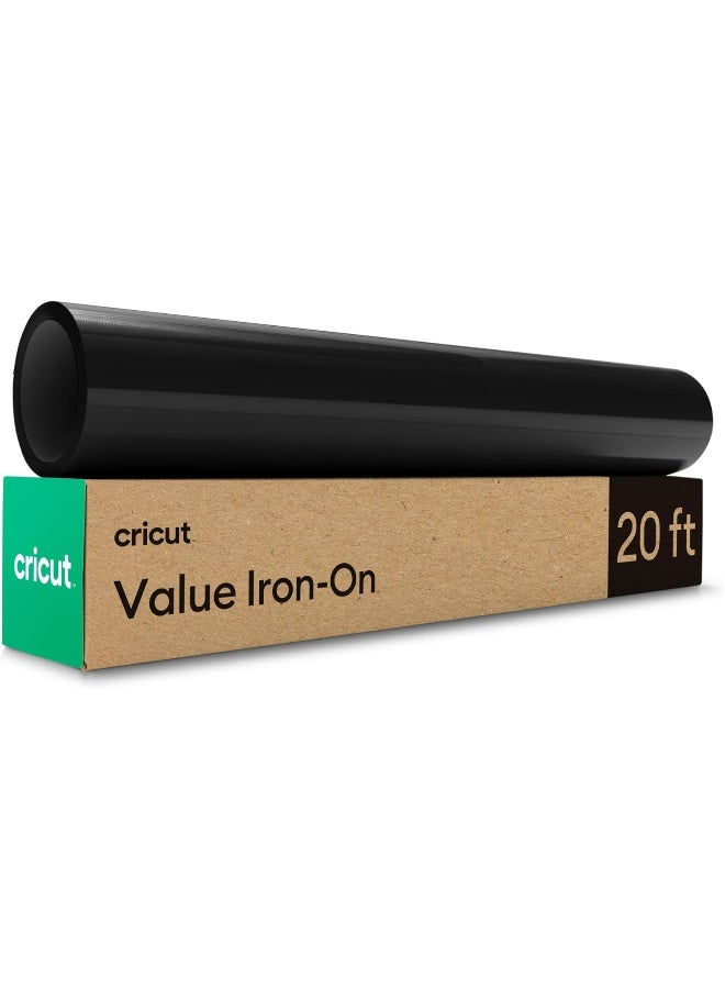 Cricut Cricut® Value Iron-On, Black (12 in x 20 ft)- HTV Heat Transfer Vinyl - Image 1