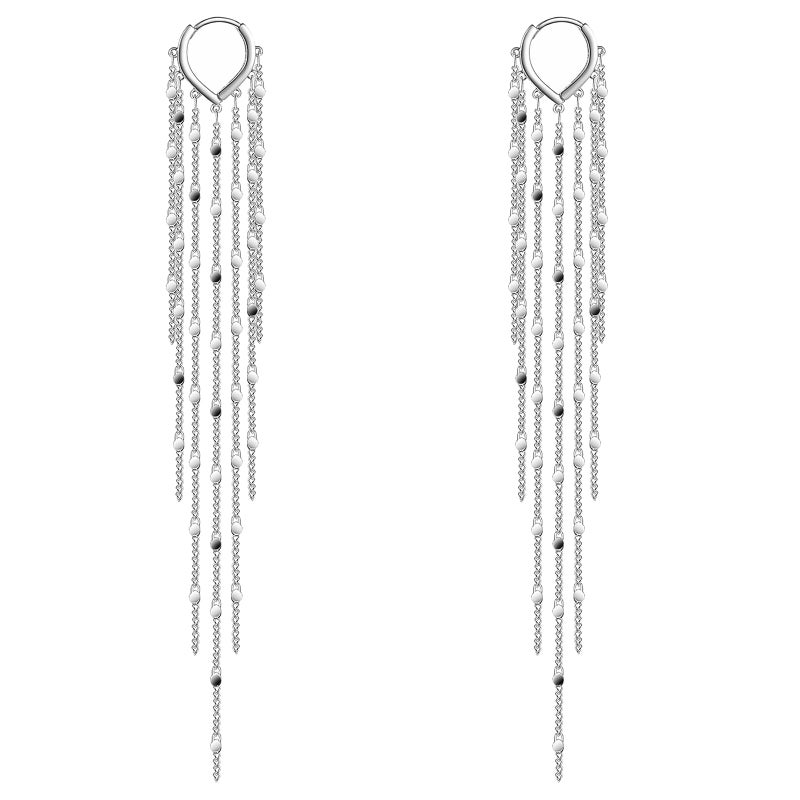 KesaPlan Sterling Silver Women's Tassel Earrings Gold 925 Silver Chandelier Threading Long Gold Dangle Earrings - Image 1